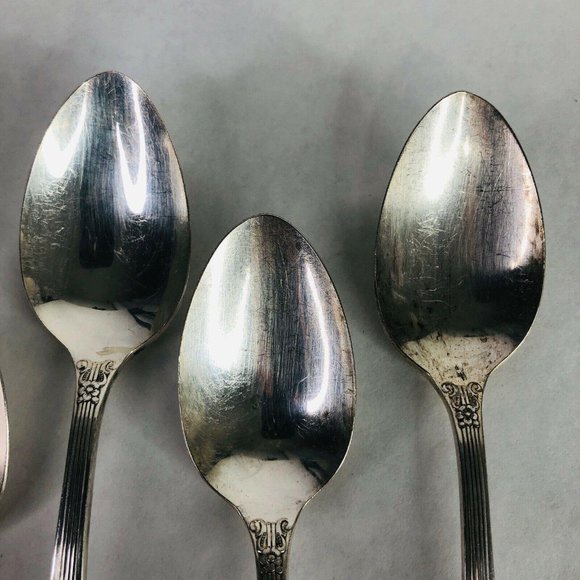 5 Teaspoons Wm A Rogers Oneida Sectional Lido Pattern Spoon Silverplate VTG Lot - Picture 9 of 11